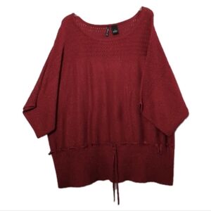 New Directions Burgundy Red Metallic Sweater Plus Size 3X